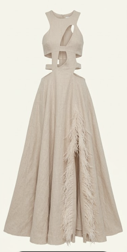Feather-Trimmed Desert Maxi